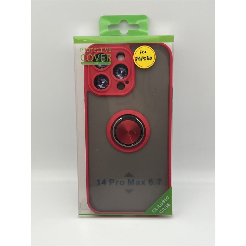 iPhone 14 Pro Max Case Magnetic Suction Ring Luxury Design Phone Cover Red